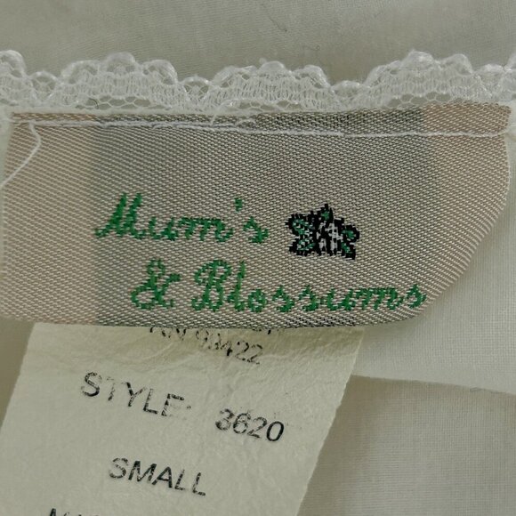 Mum's & Blossums Vintage White Button Front Chemise Cotton Nightgown Size Small - Picture 2 of 10